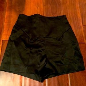 BEBE. Black satin waist Corset shorts
